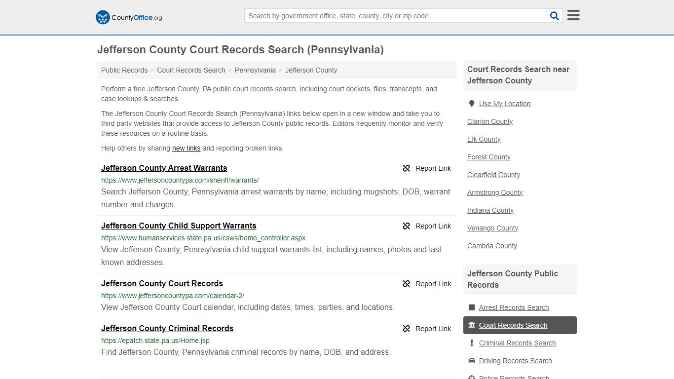 Jefferson County Court Records Search (Pennsylvania) - County Office