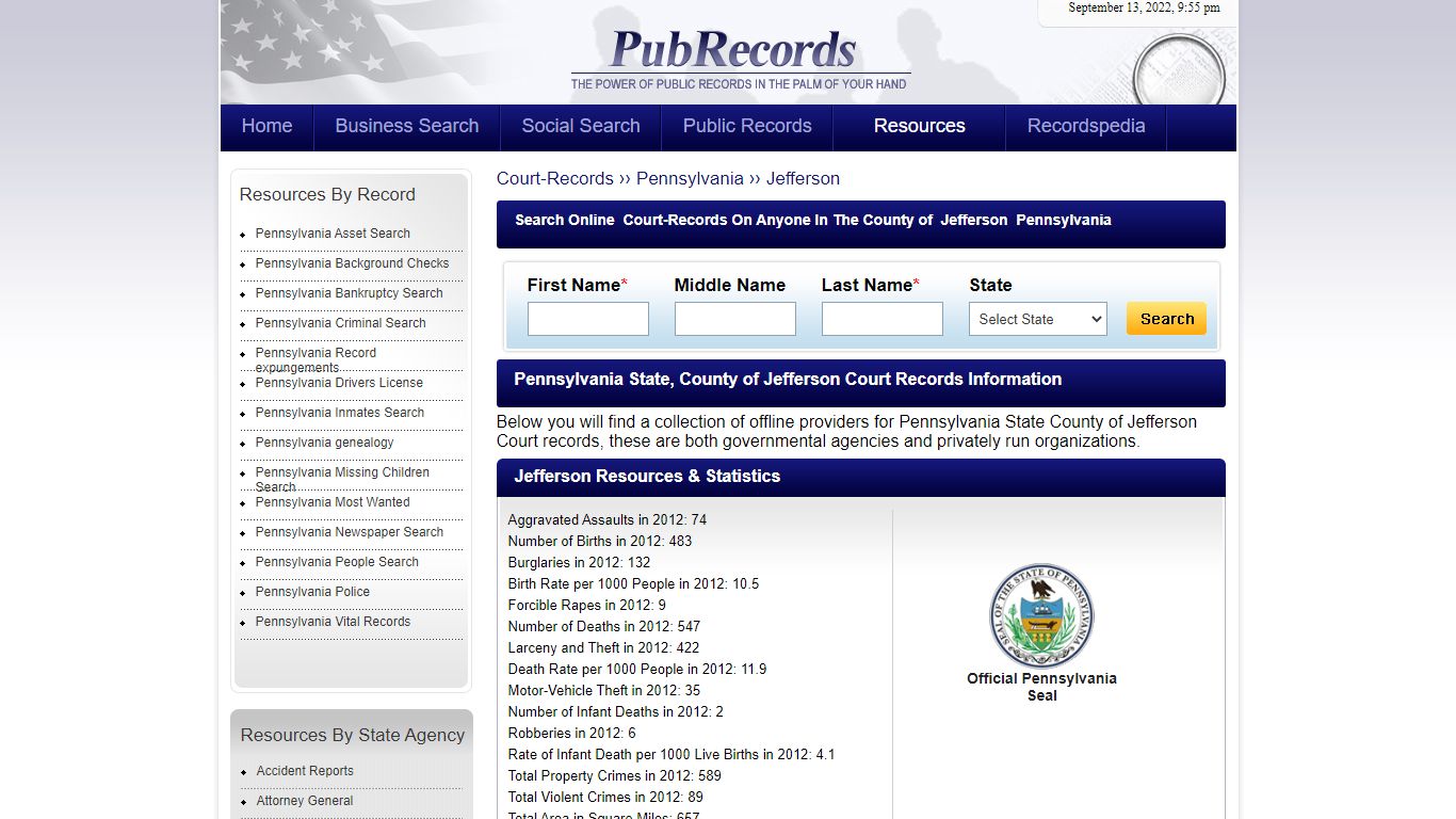 Jefferson County, Pennsylvania Court Records - Pubrecords.com